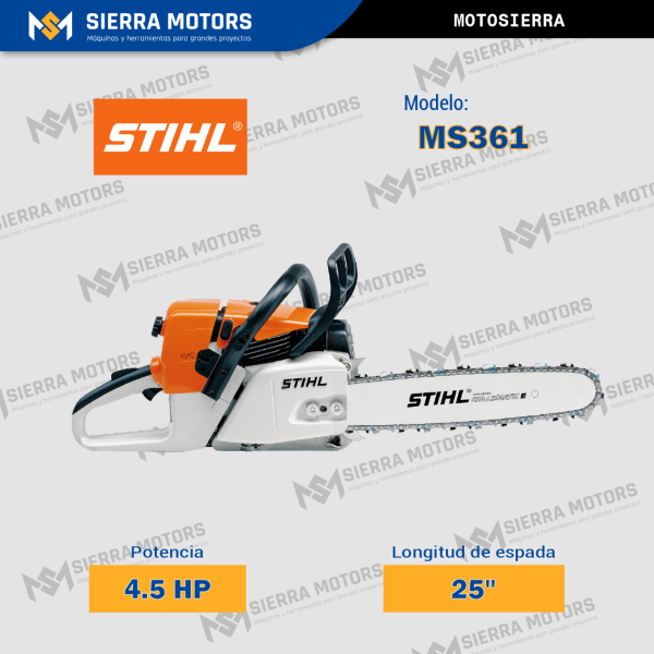 Motosierra STIHL MS 361 4.6 HP 3.4 kW 25" GASOLINA