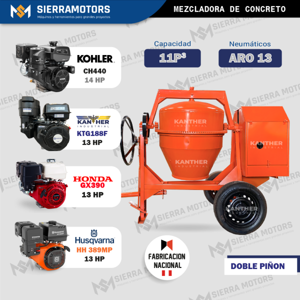 MEZCLADORA TIPO TROMPO 11P3 YUGO 4 DOBLE PIÑON