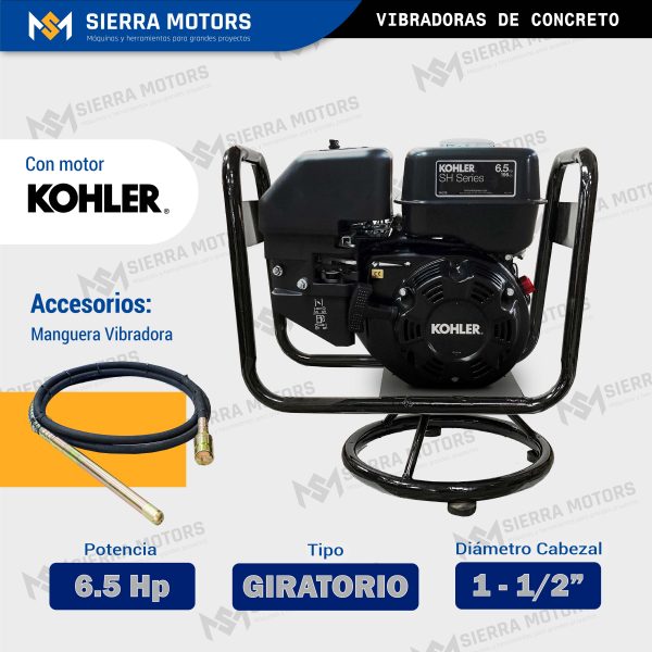 VIBRADORA DE CONCRETO MOTOR KOHLER SH 265 6.5 HP