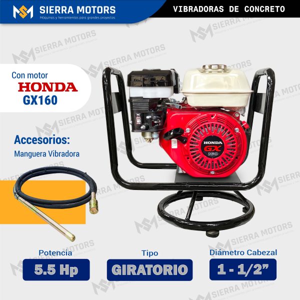 VIBRADORA DE CONCRETO MOTOR HONDA GX160 5.5 HP