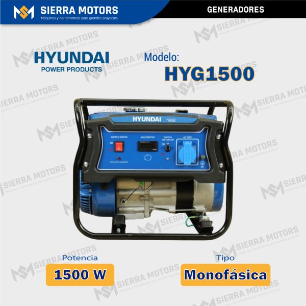 GENERADOR MONOFASICO HYUNDAI HYG1500