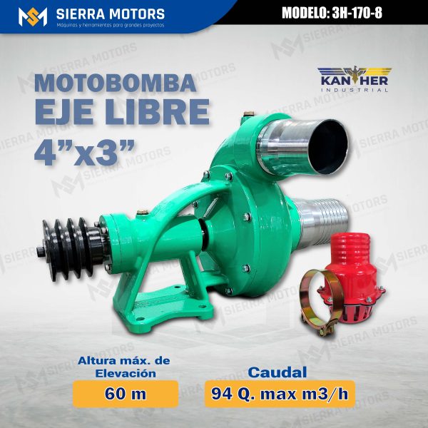 MOTOBOMBA EJE LIBRE KANTHER - 3H-170-8 - 4"x3"