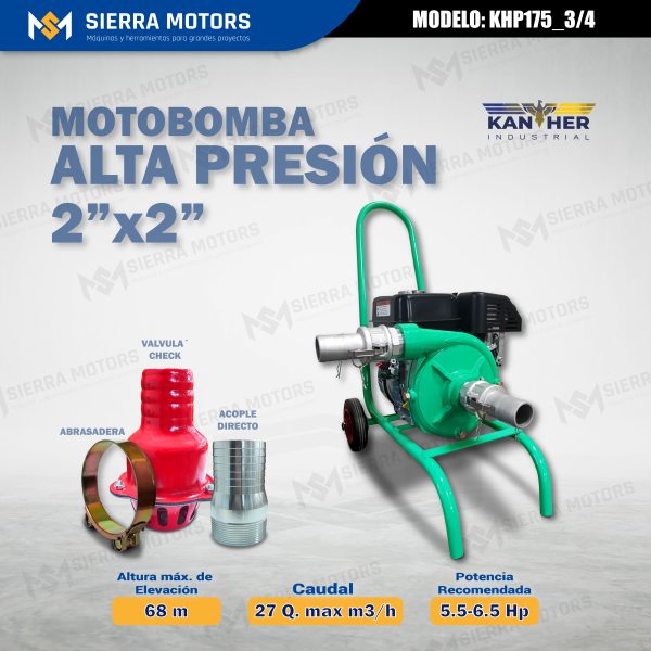 MOTOBOMBA ALTA PRESIÓN - HIERRO KANTHER - KHP175_3/4