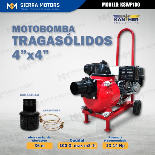 MOTOBOMBA TRAGASÓLIDOS KANTHER - KSWP100 - 4"x4"