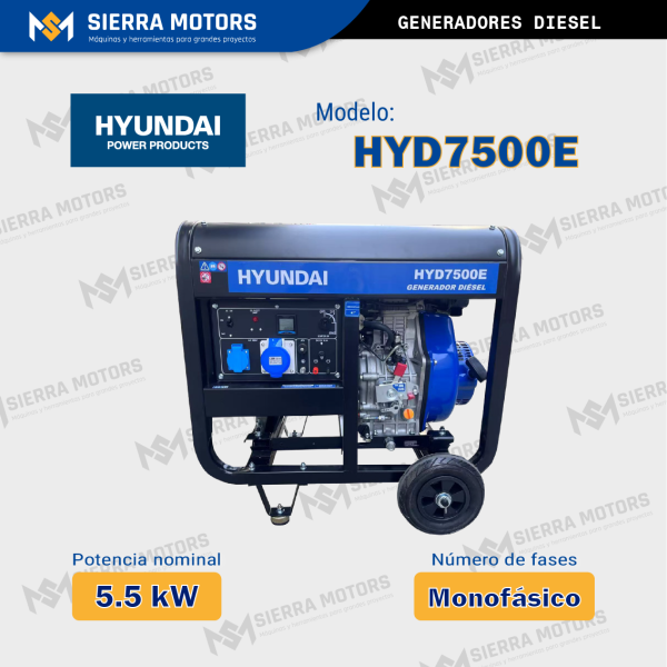 GENERADOR DIESEL MONOFÁSICO HYD7500E